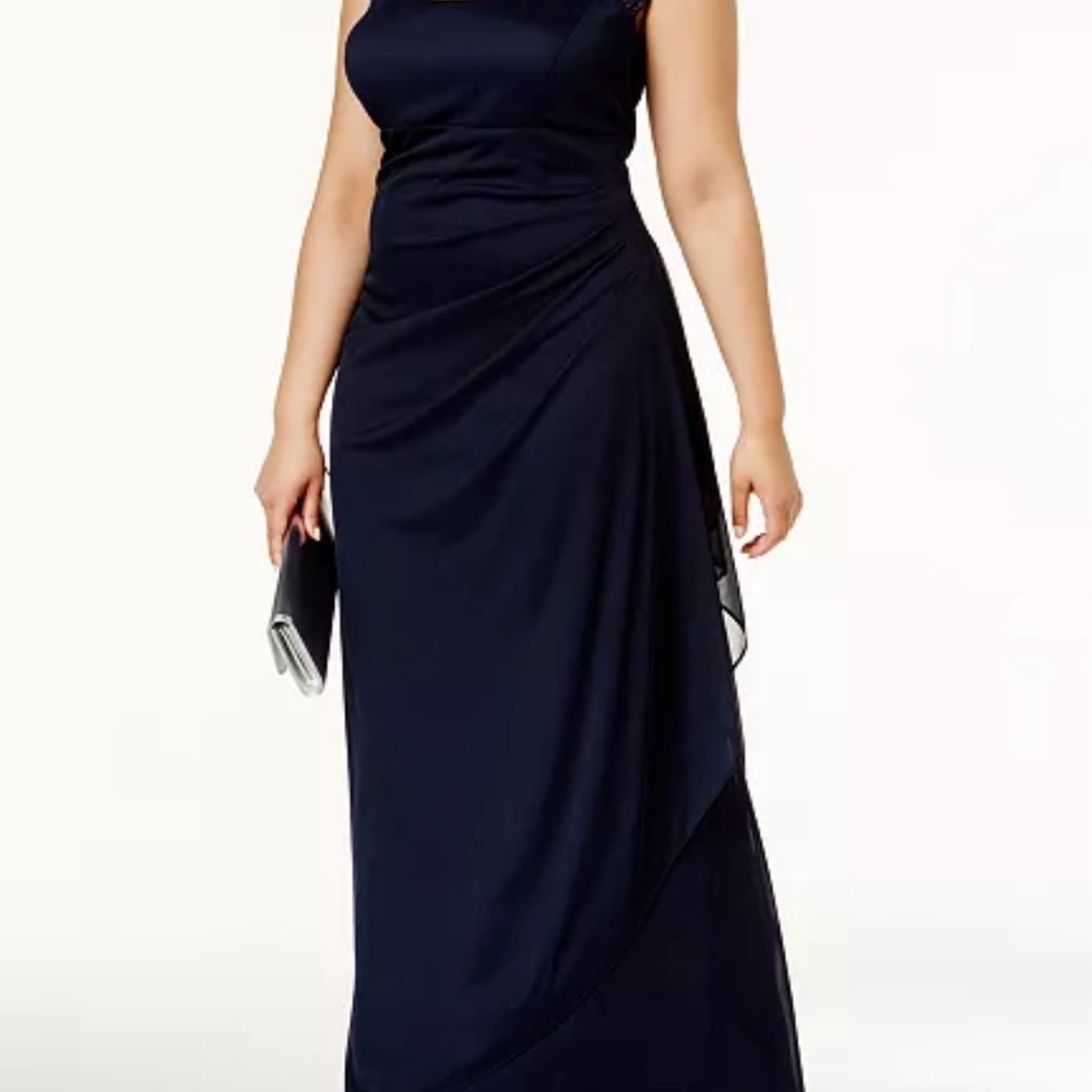 Xscape Navy Blue long formal dress, Wedding, party.